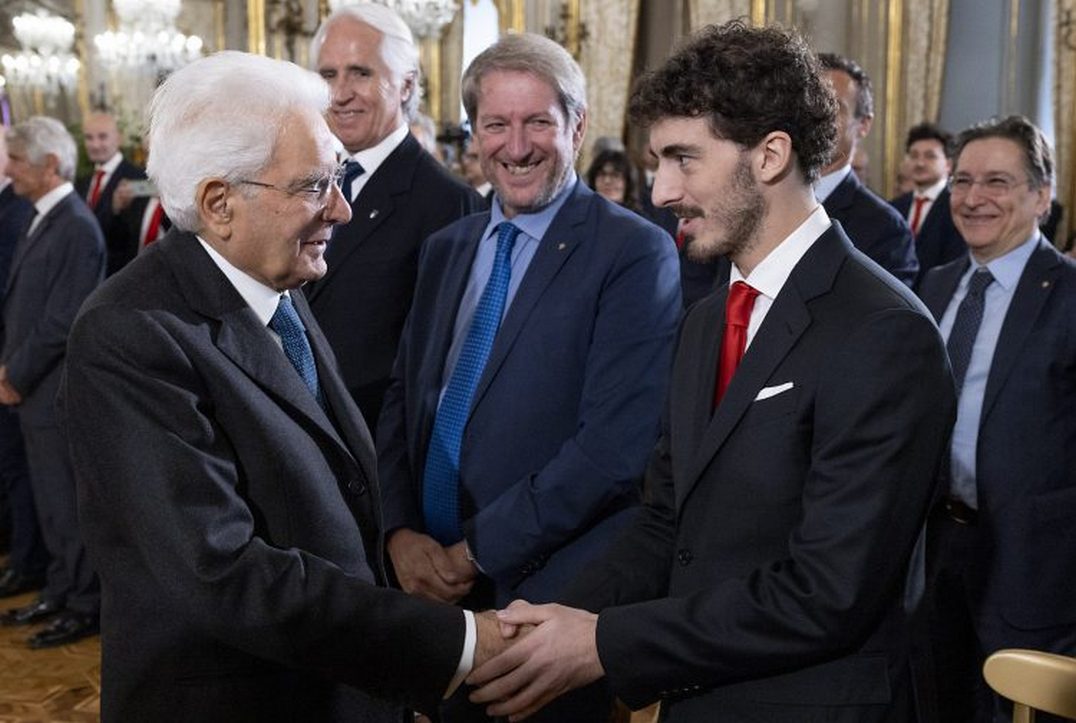 Il Presidente Mattarella riceve al Quirinale il campione del mondo Bagnaia e una delegazione Ducati  