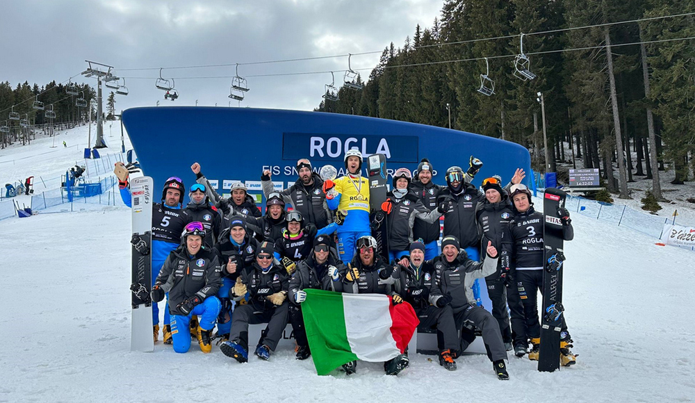 Immortale Fischnaller: primo nel gigante parallelo di Rogla, storica tripletta con Felicetti e Coratti