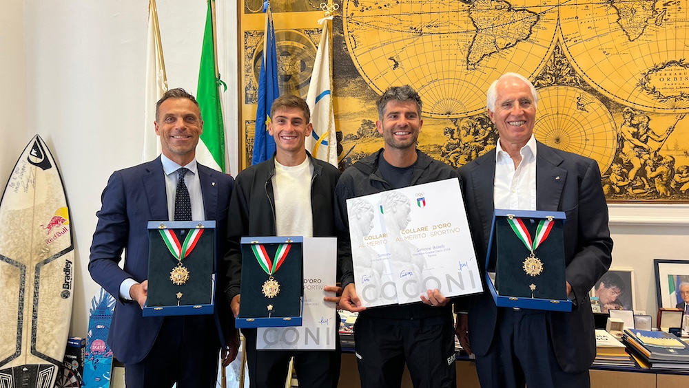 Davis Cup champions Arnaldi and Bolelli awarded the Collare d'Oro by Malagò and Mornati