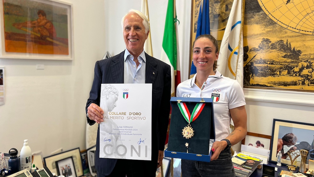 Lisa Vittozzi receives the 2024 Collare d'Oro. President Malagò: “The streak continues”