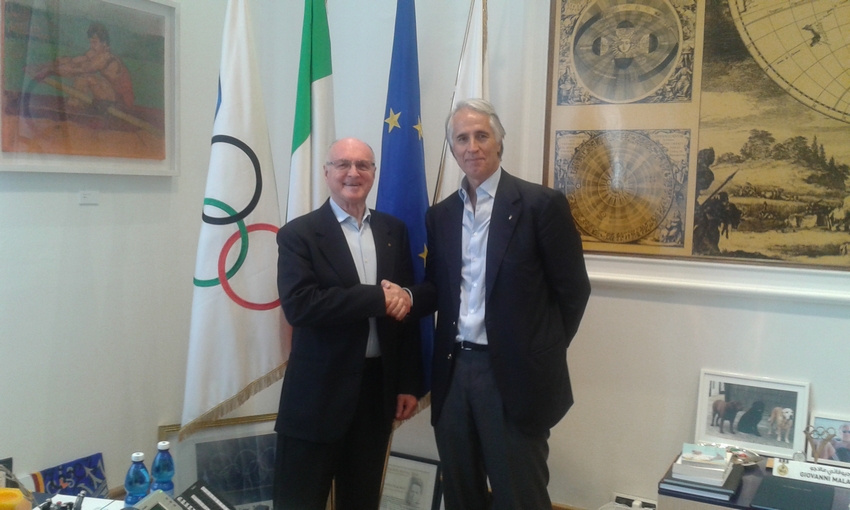Malagò incontra l'olimpionico Livio Berruti
