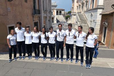 Atleti olimpici romani al Campidoglio in partenza per Rio