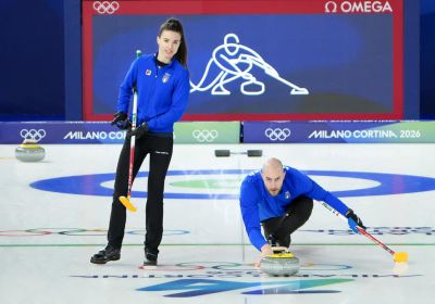 Cortina: giornata di allenamento per i campioni olimpici di curling Mosaner e Constantini
