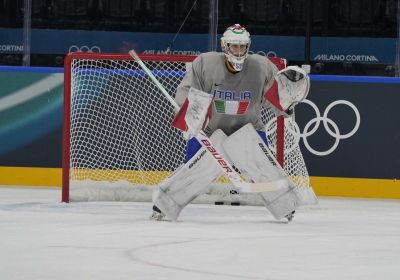 Milano: l'allenamento della Nazionale maschile di hockey su ghiaccio